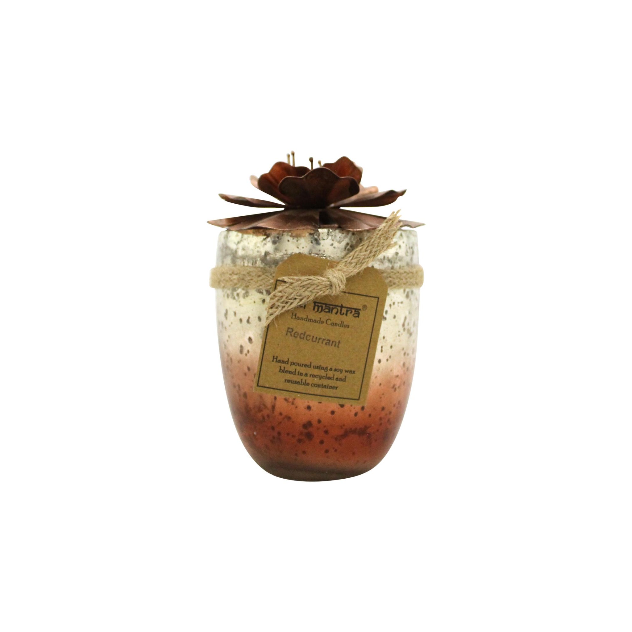 Bali Mantra Hibiscus Glass Copper Candle 500g - Redcurrant