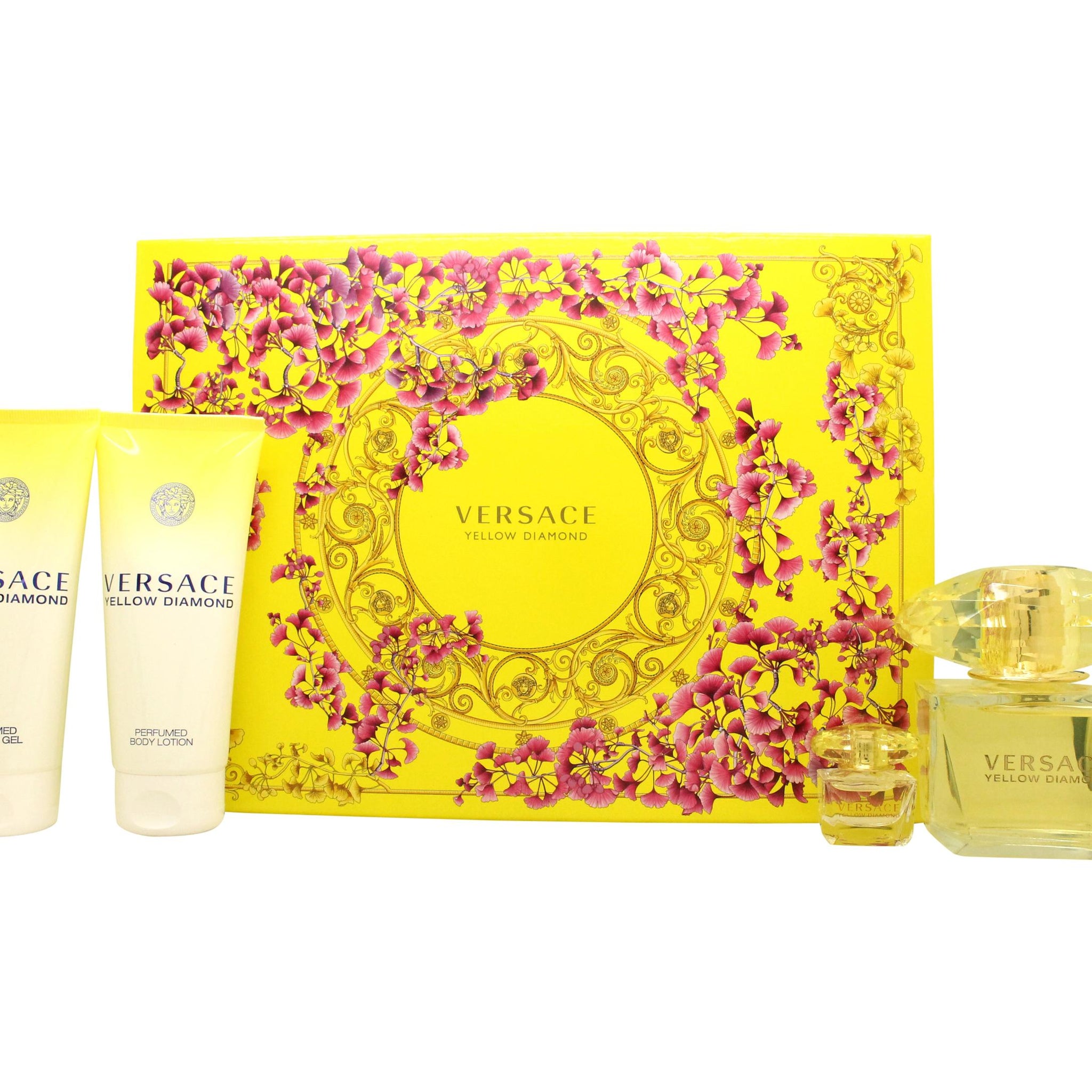 Versace Yellow Diamond Gift Set 90ml EDT + 100ml Body Lotion + 100ml Shower Gel + 5ml EDT