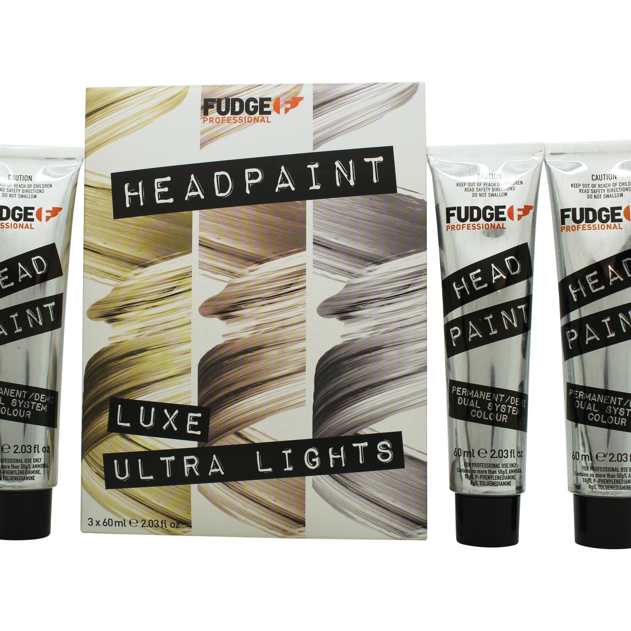 Fudge Professional Headpaint High Lift Trio Kit 60ml 12.13 Ultra Light Cool Champagne + 60ml 12.23 Ultra Light Rose Gold + 60ml 12.12 Ultra Light Pearl Violet