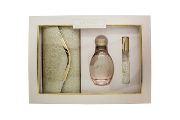 Sarah Jessica Parker Lovely Gift Set 100ml EDP + 10ml Rollerball + Gold Clutch