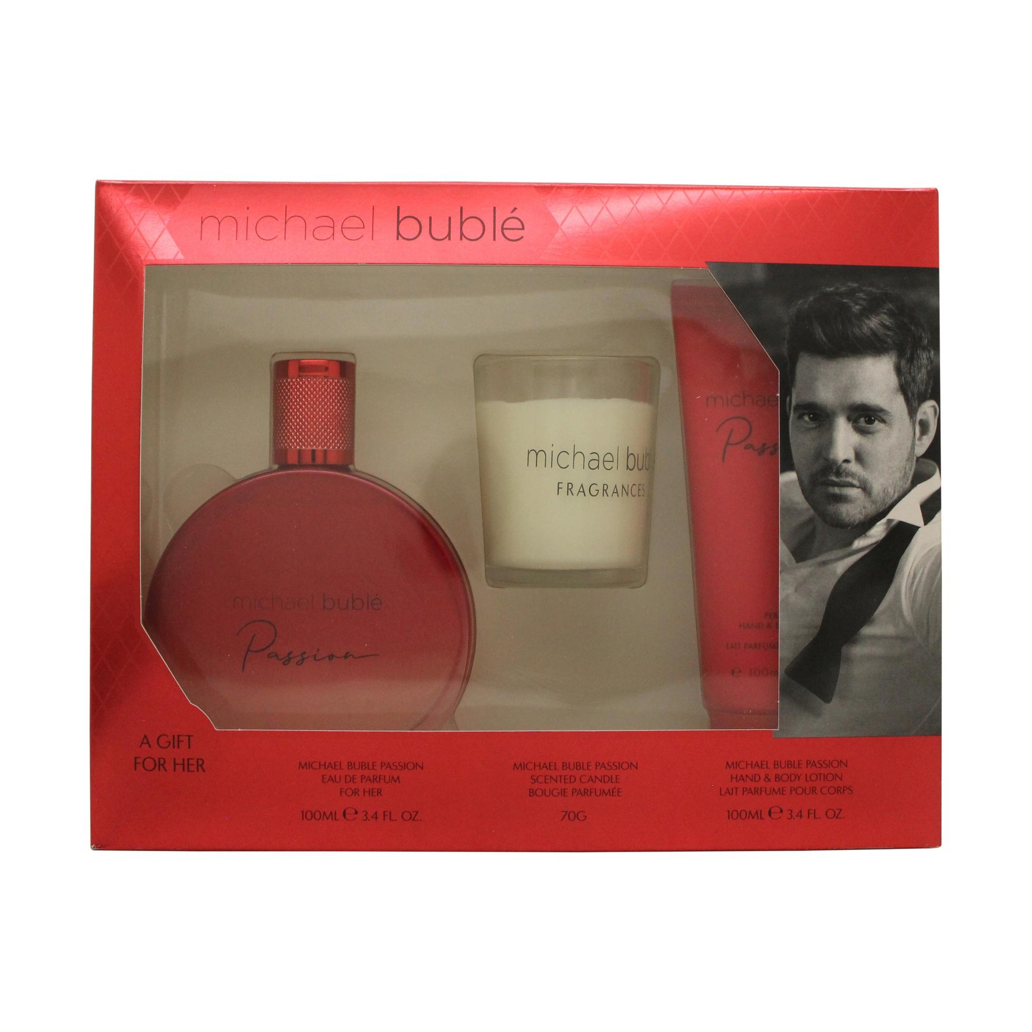 Michael Buble Passion Gift Set 100ml EDP + 100ml Body Lotion + Candle