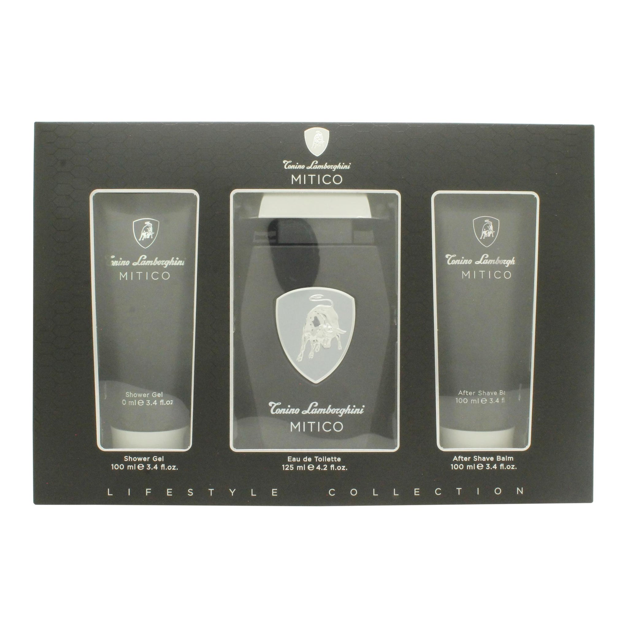 Lamborghini Mitico Gift Set 125ml EDT + 100ml Shower Gel + 100ml Aftershave Balm