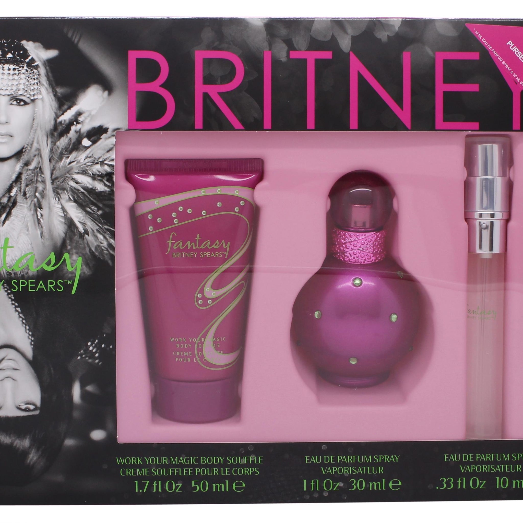 Britney Spears Fantasy Gift Set 30ml EDP Spray + 50ml Body Souffle + 10ml EDP Spray