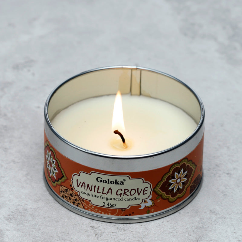 Goloka Wax Candle Tin - Vanilla Grove