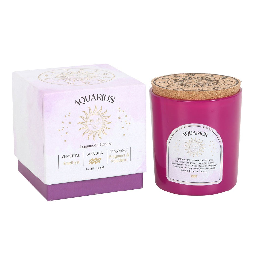 Aquarius Bergamot &amp; Mandarin Gemstone Zodiac Candle