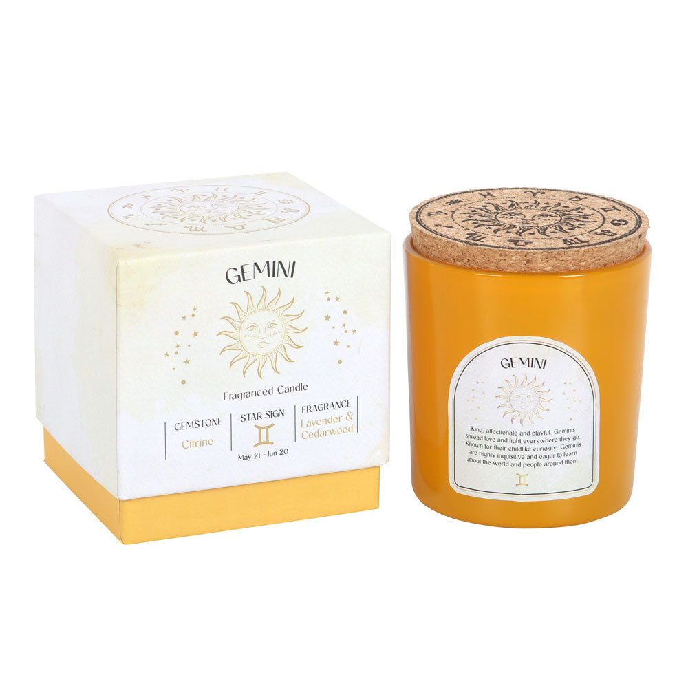 Gemini Lavender &amp; Cedarwood Gemstone Zodiac Candle