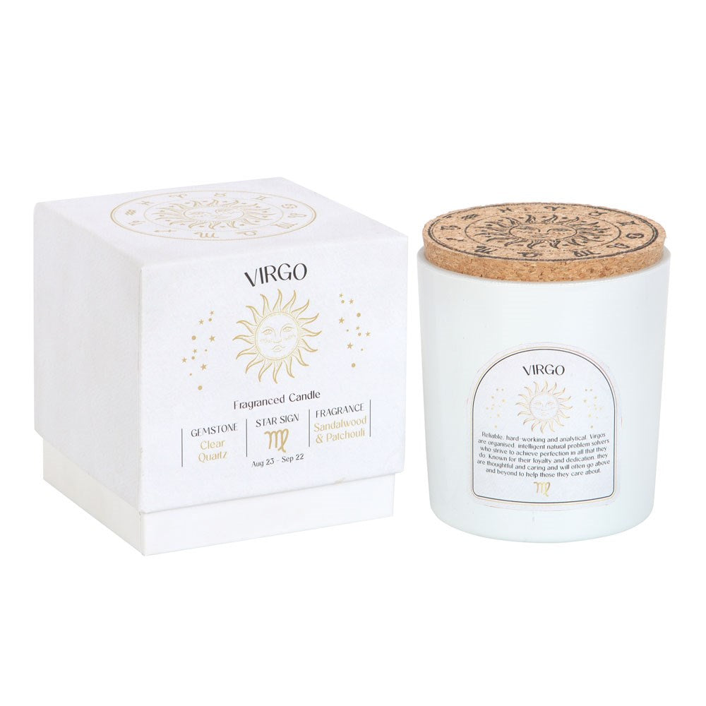 Virgo Sandalwood &amp; Patchouli Gemstone Zodiac Candle