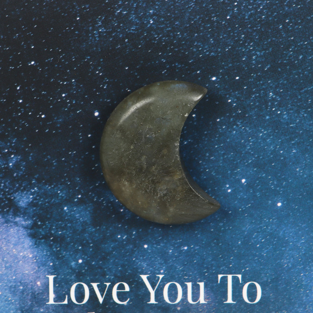 Moon &amp; Back Labradorite Crystal Moon Greeting Card