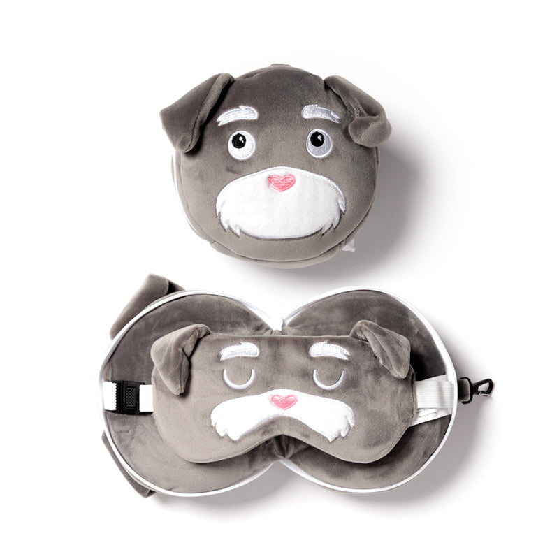 Dog Squad Relaxeazzz Plush Round Travel Pillow & Eye Mask Set