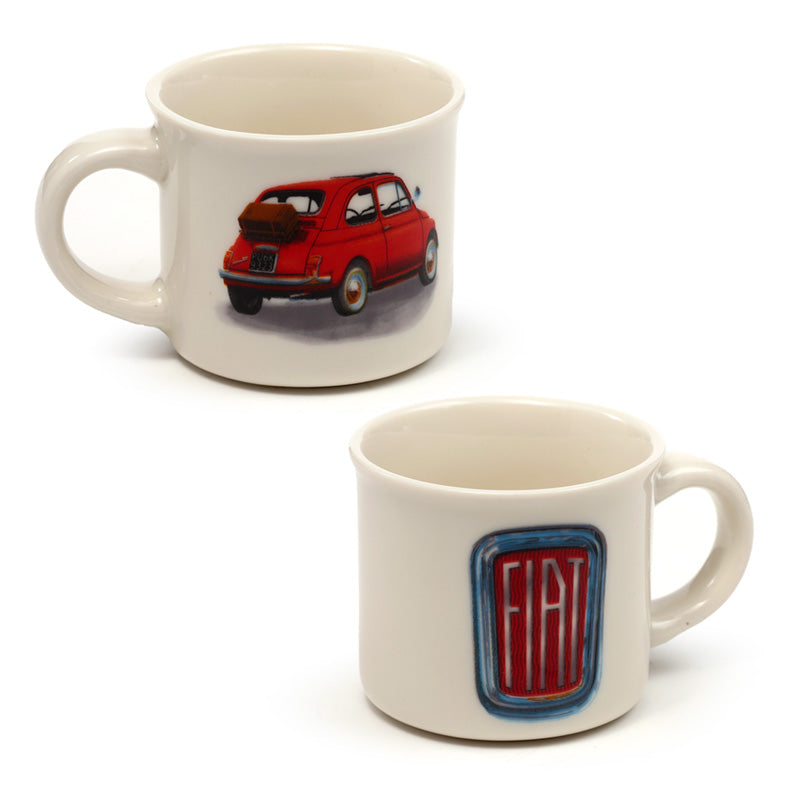 Set of 2 Porcelain Espresso Cups - Fiat 500