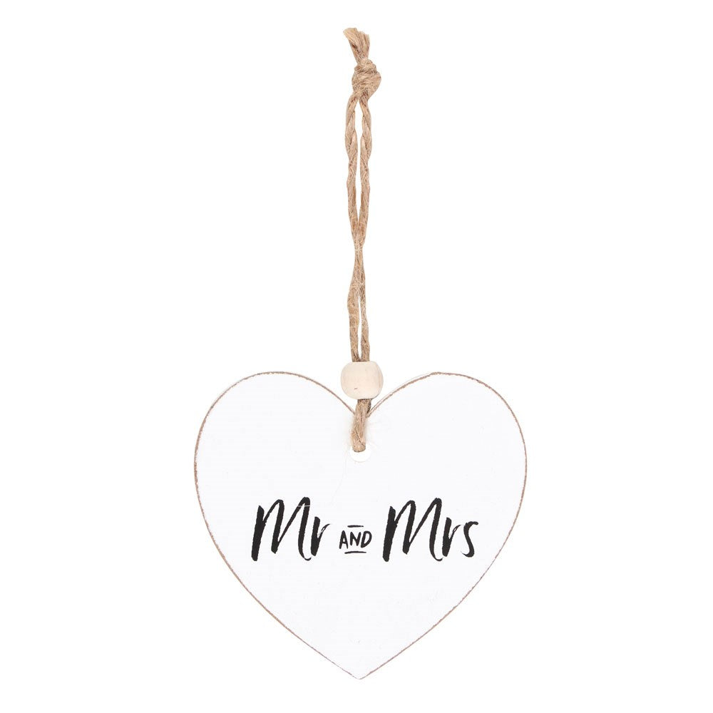 Mr and Mrs Hanging Heart Sentiment Sign