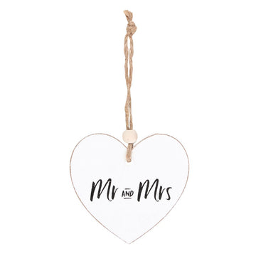 Mr and Mrs Hanging Heart Sentiment Sign