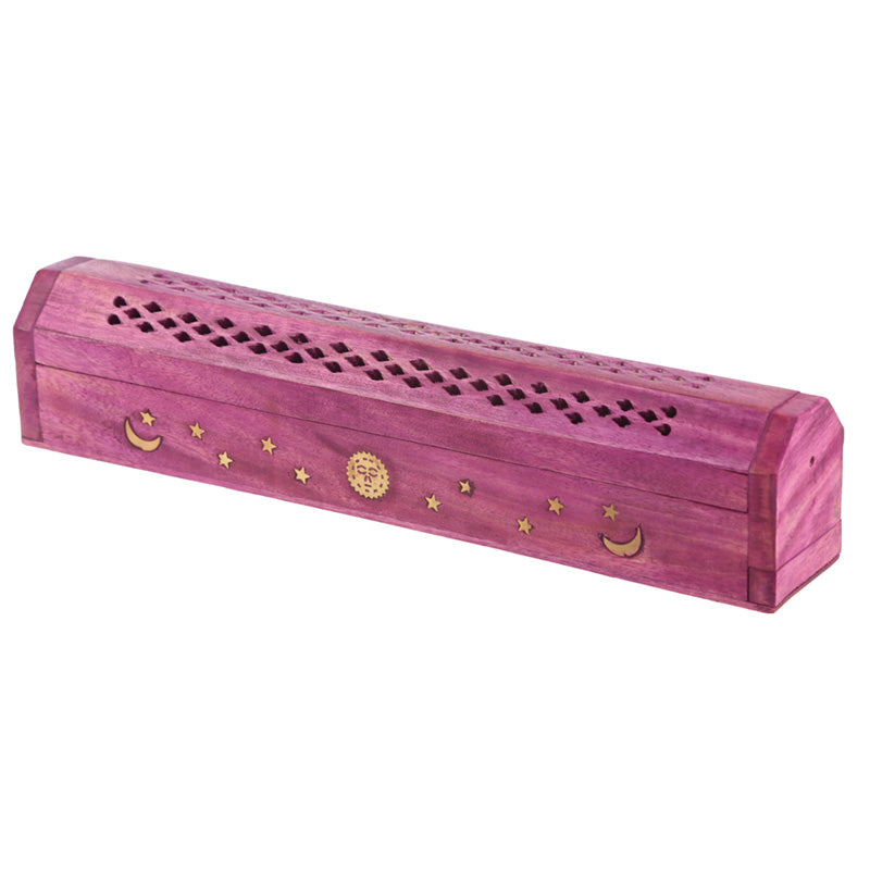 Decorative Sun and Moon Wooden Incense Burner Box