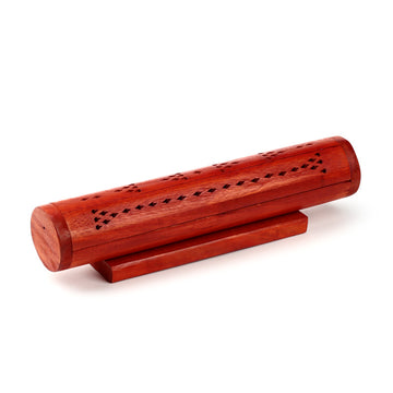 Mango Wood Incense Burner Box - Round Fretwork