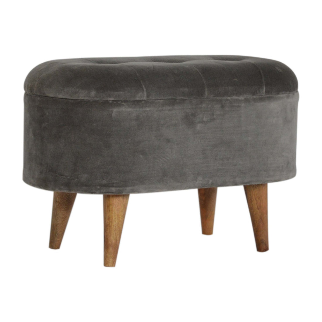 Grey Velvet Storage Footstool