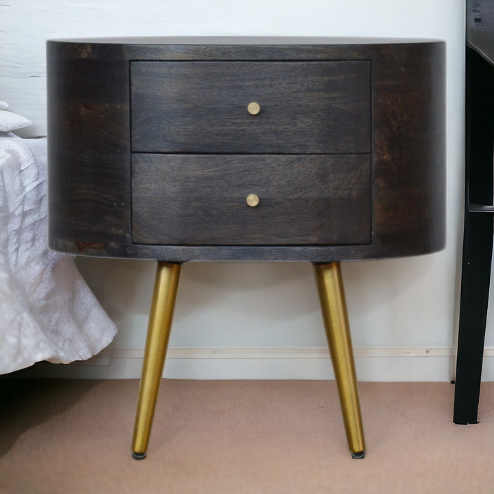 Ash Black Bedside with Brass Legs