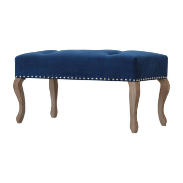 French Royal Blue Velvet Bench