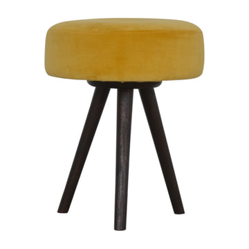 Mustard Velvet Tripod Footstool