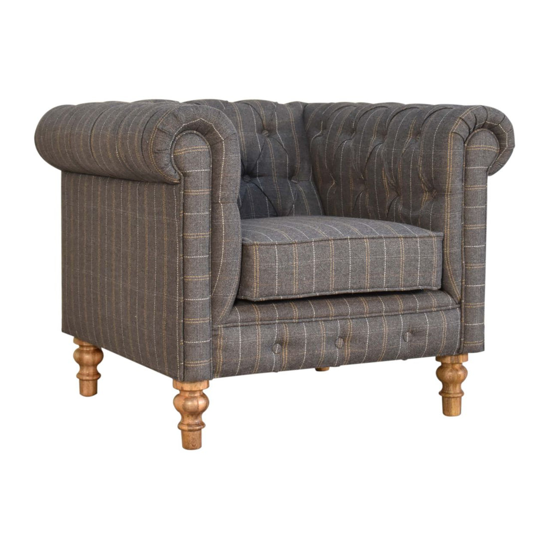 Pewter Tweed Chesterfield Armchair