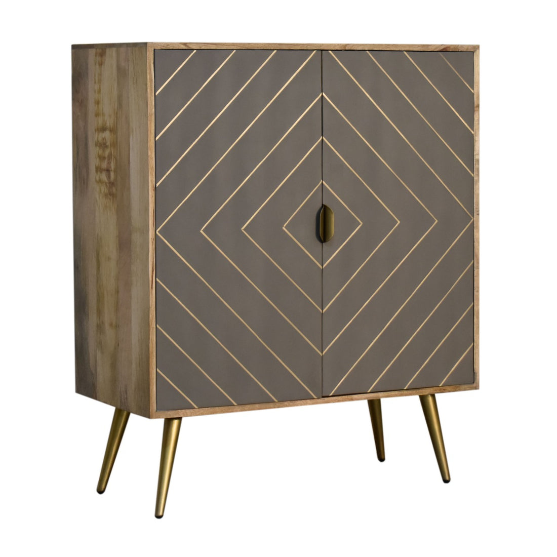 Cement Brass Inlay Cabinet