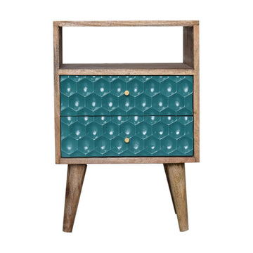 Honeycomb Teal Open Slot Bedside