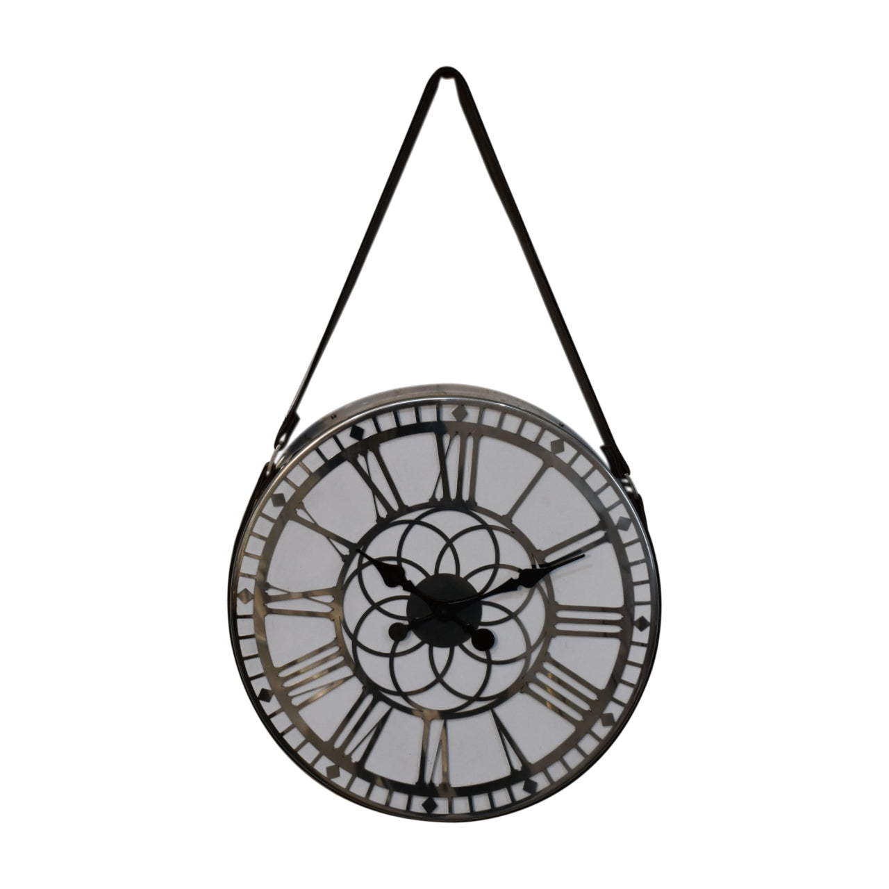 White Chrome Hanging Wall Clock