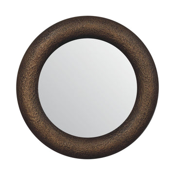 Round Metallic Hammered Mirror