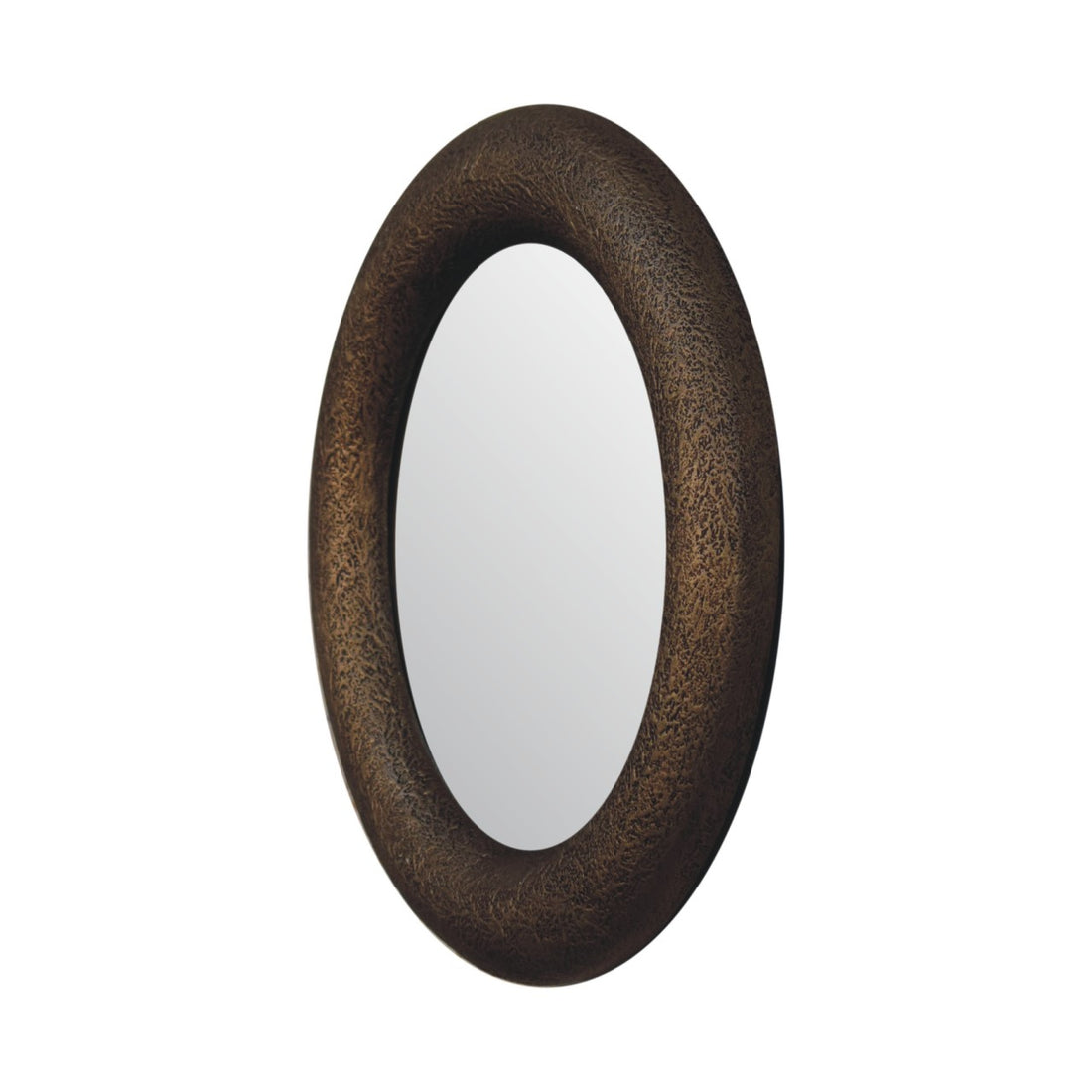 Round Metallic Hammered Mirror