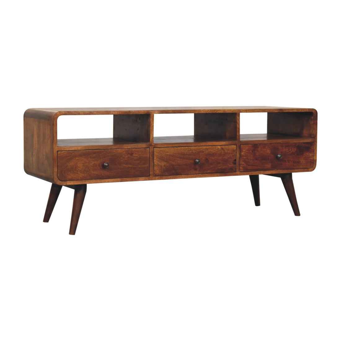 Trio Curved Chestnut Media Unit