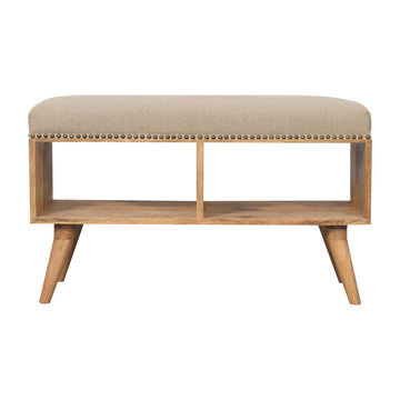 Studded Linen Open Bench