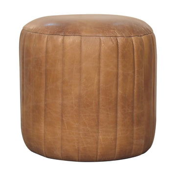 Buffalo Leather Boucle Footstool