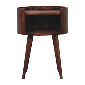 Chestnut Round Open Slot Bedside