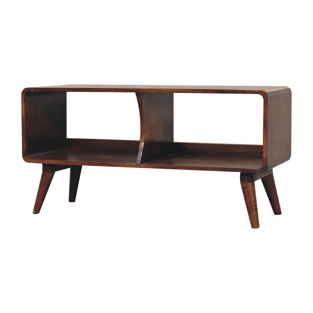 Curved Chestnut Double Slot Media Unit