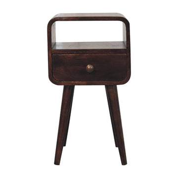 Mini California Walnut Curved Bedside with Open Slot