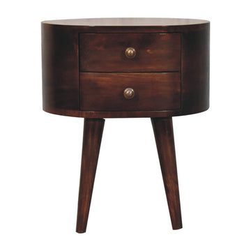 California Walnut Rounded Bedside Table