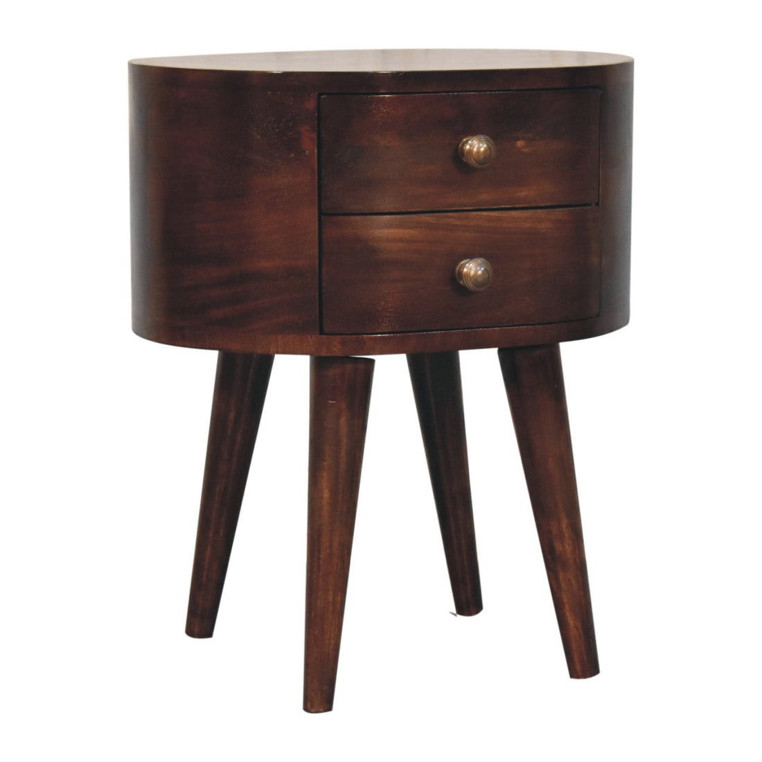 California Walnut Rounded Bedside Table