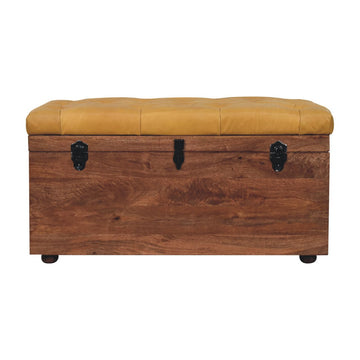 Buffalo Hide Honey Caramel Storage Trunk