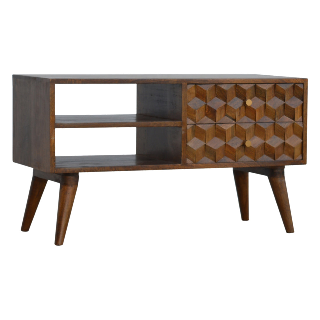 Chestnut Cube Carve Media Unit