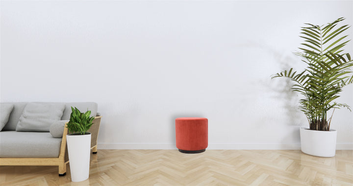 Large Brick Velvet Wooden Footstool