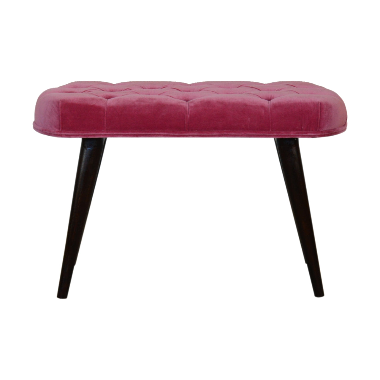 Pink Cotton Velvet Button Bench