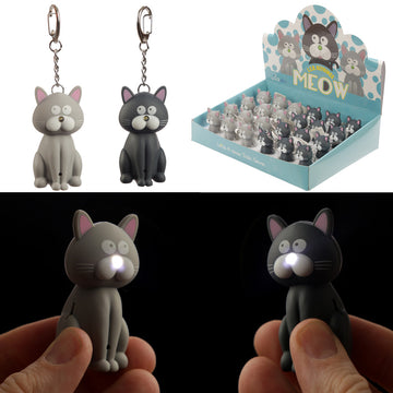 LED Light & Sound Keyring - Meowing Cat