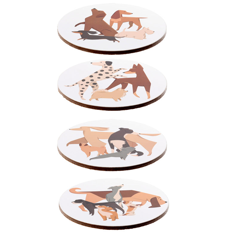 Set of 4 Cork Novelty Coasters - Barks Dog