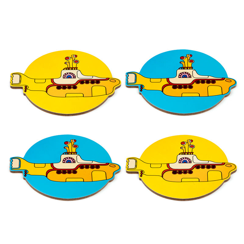 Set of 4 Cork Novelty Coasters - The Beatles Yellow Submarine