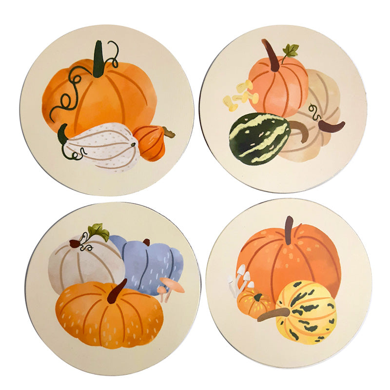 Set of 4 Cork Novelty Coasters - Autumn Harvest