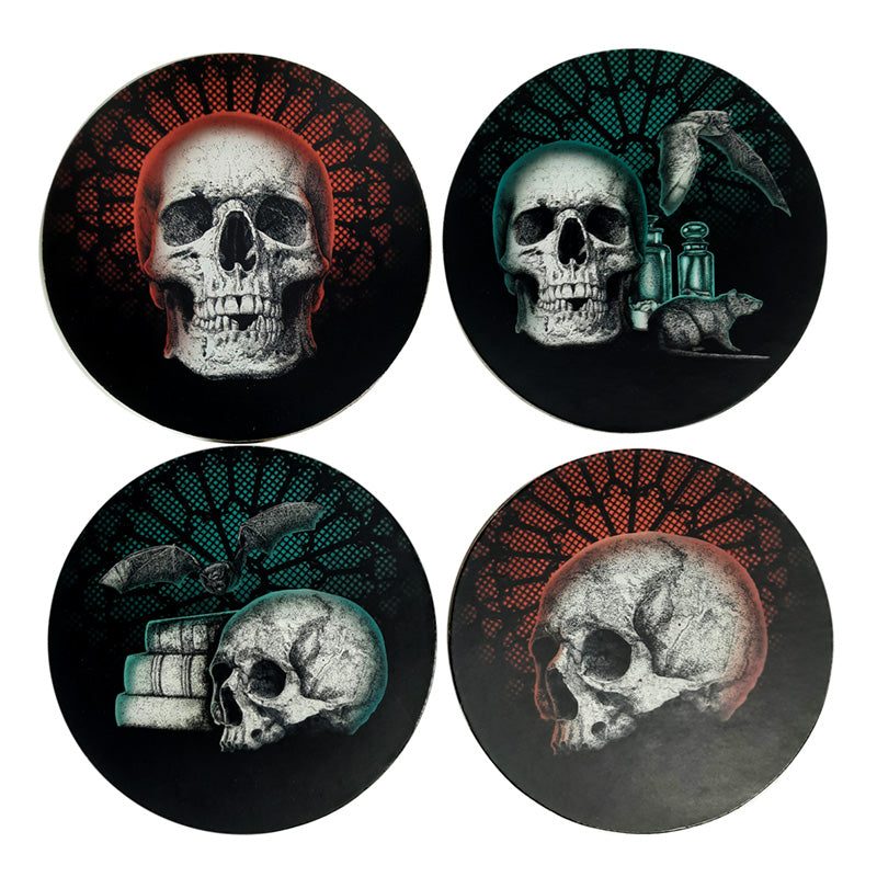 Set of 4 Cork Novelty Coasters - Gothica