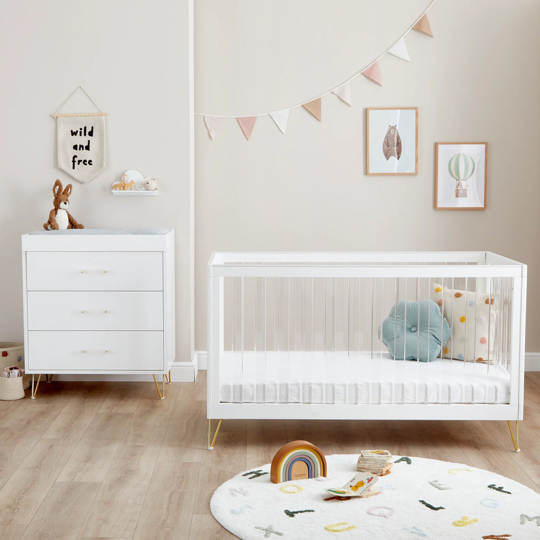 Kimi XL Acrylic 2 Piece Nursery Furniture Set