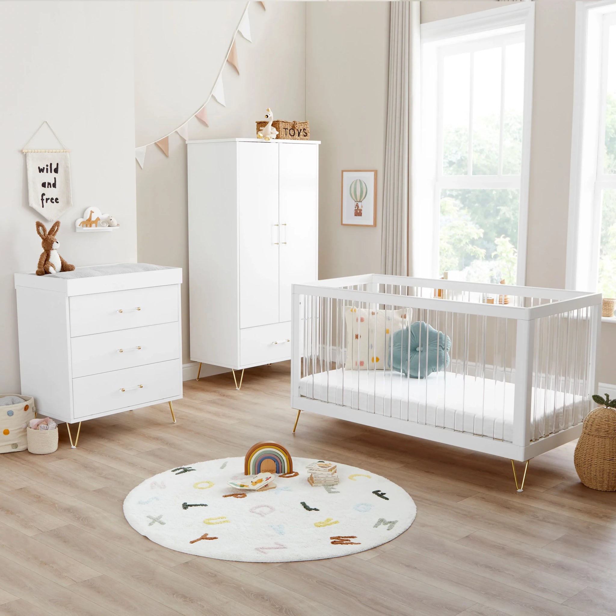 Kimi XL Acrylic 3 Piece Nursery Furniture Set