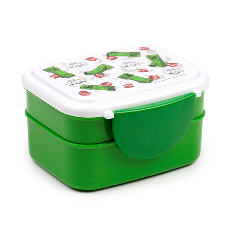 Bento Clip Lock Lunch Box with Cutlery - Minecraft Creeper & TNT