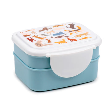 Bento Clip Lock Lunch Box with Cutlery - Feline Fine Cats