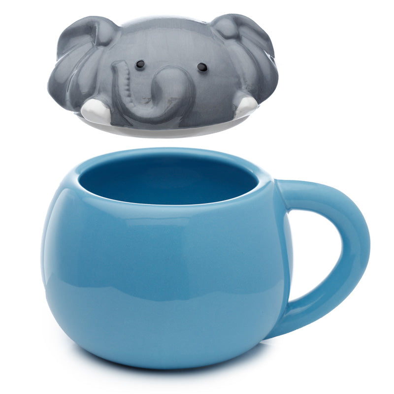 Peeping Lid Ceramic Lidded Animal Mug - Adoramals Elephant